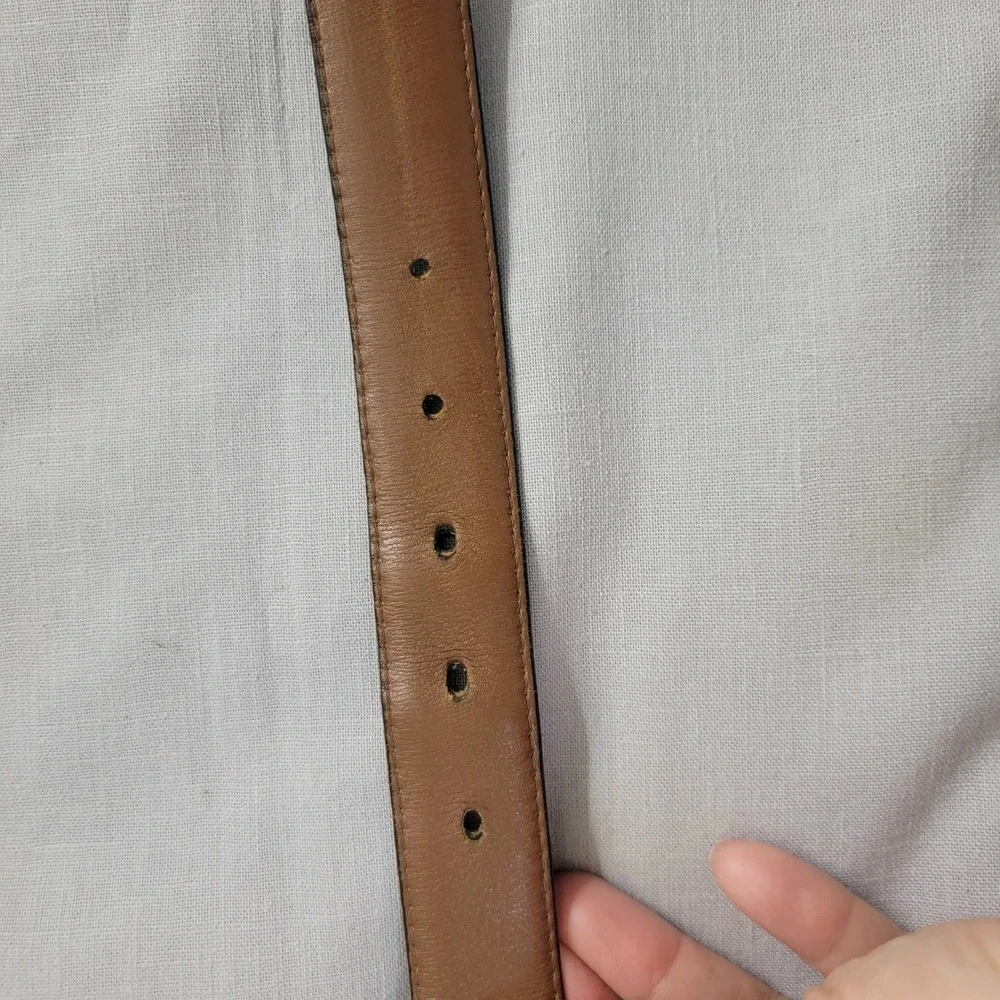 L.L. Bean Mens Brown Leather Belt Solid Brass‎ Buckle Size 36 Made in USA